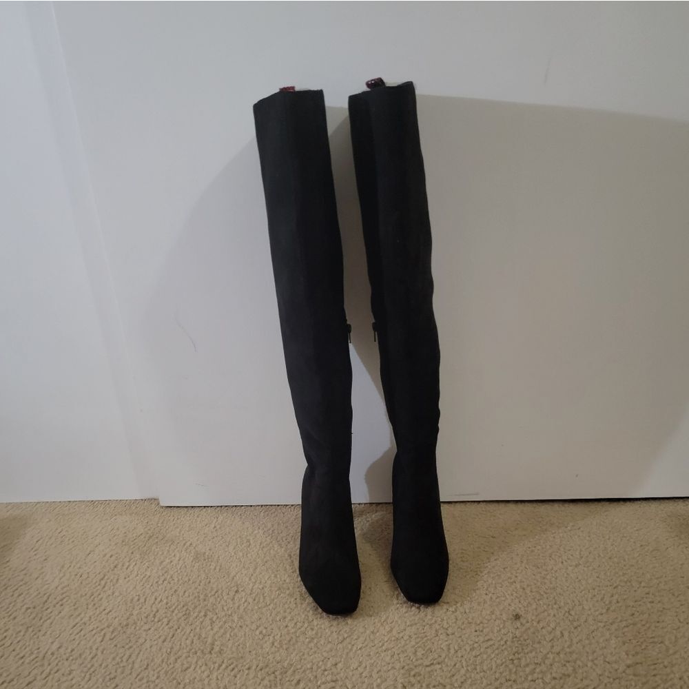 🆕️👢Gabrielle Union Over The Knee Boots, Blk/Red - Sz 8-1/2